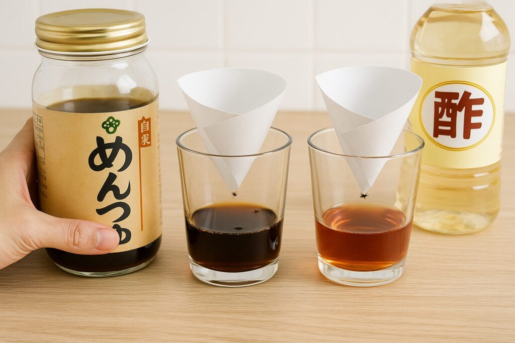 コバエ退治はめんつゆと酢のどっちがいい?効果と仕組みを徹底解説