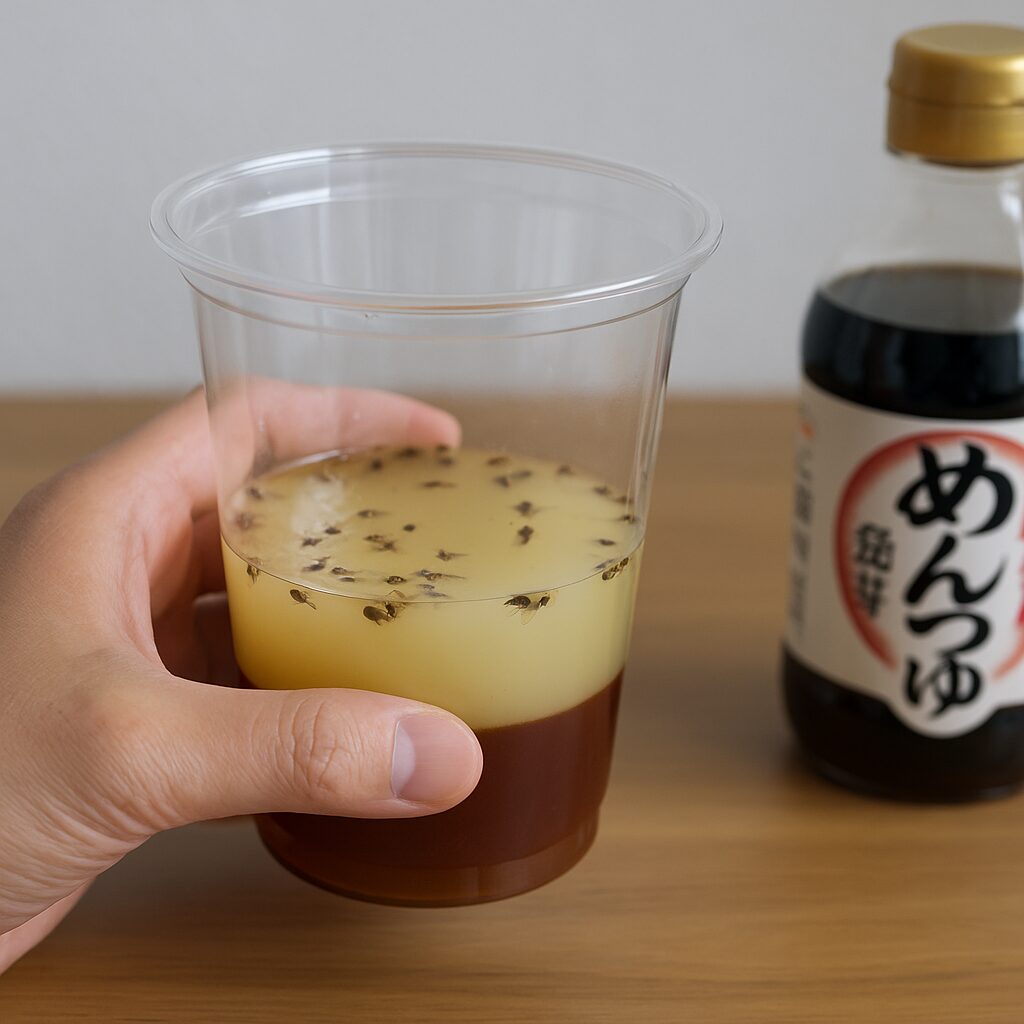 コバエ退治めんつゆトラップの交換頻度と代用できるアイデア