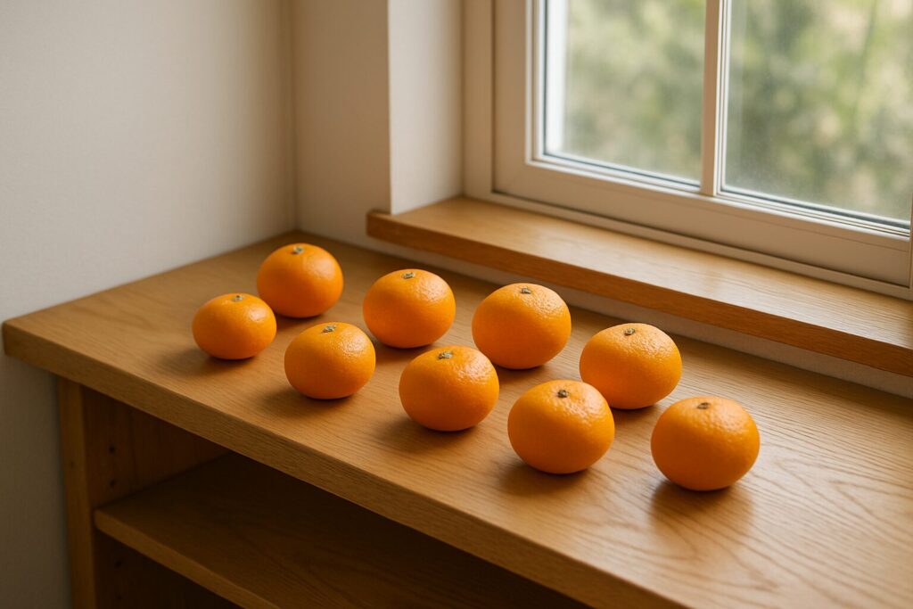 みかんの常温保存の様子（日持ちイメージ）