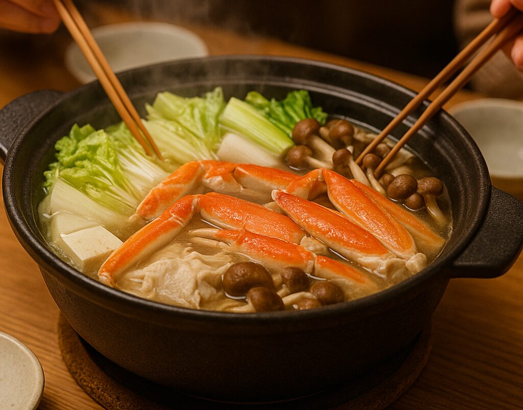 蟹鍋の美味しさがひと目で伝わる構図