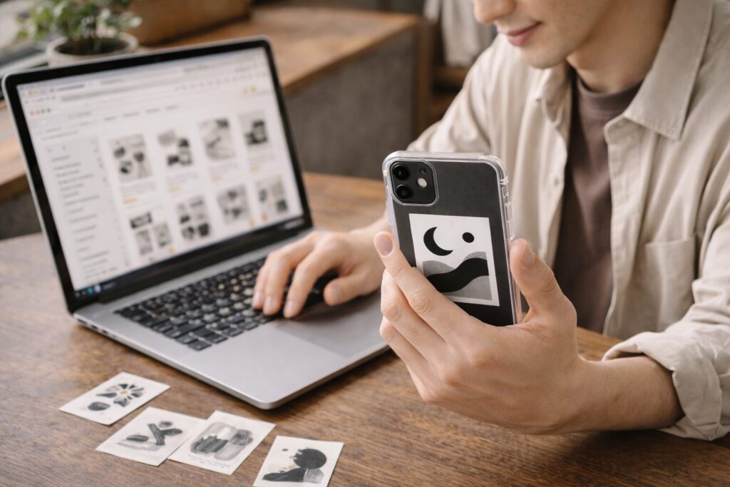 スマホに挟むステッカーはどこで買える