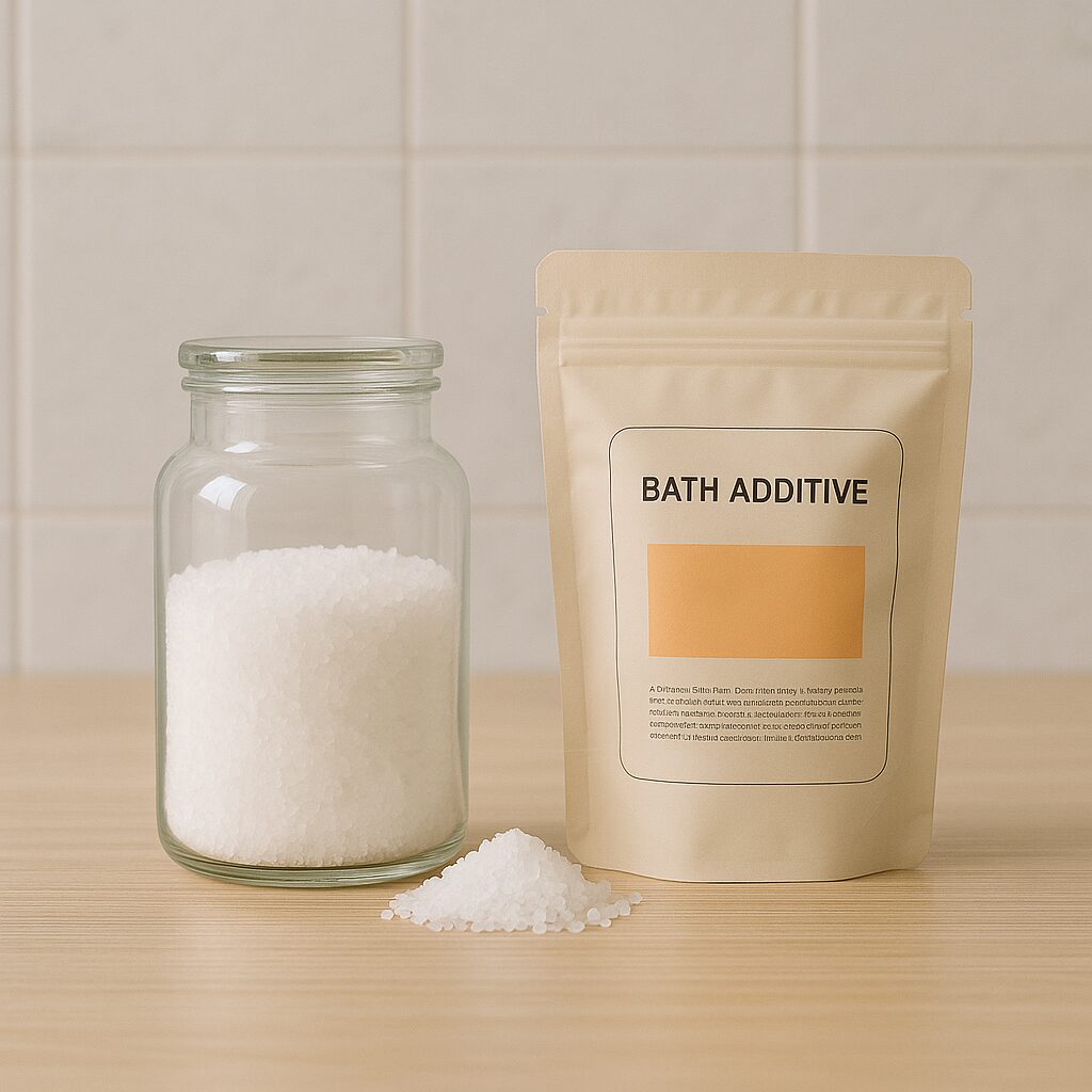 エプソムソルトと入浴剤を混ぜるイメージ