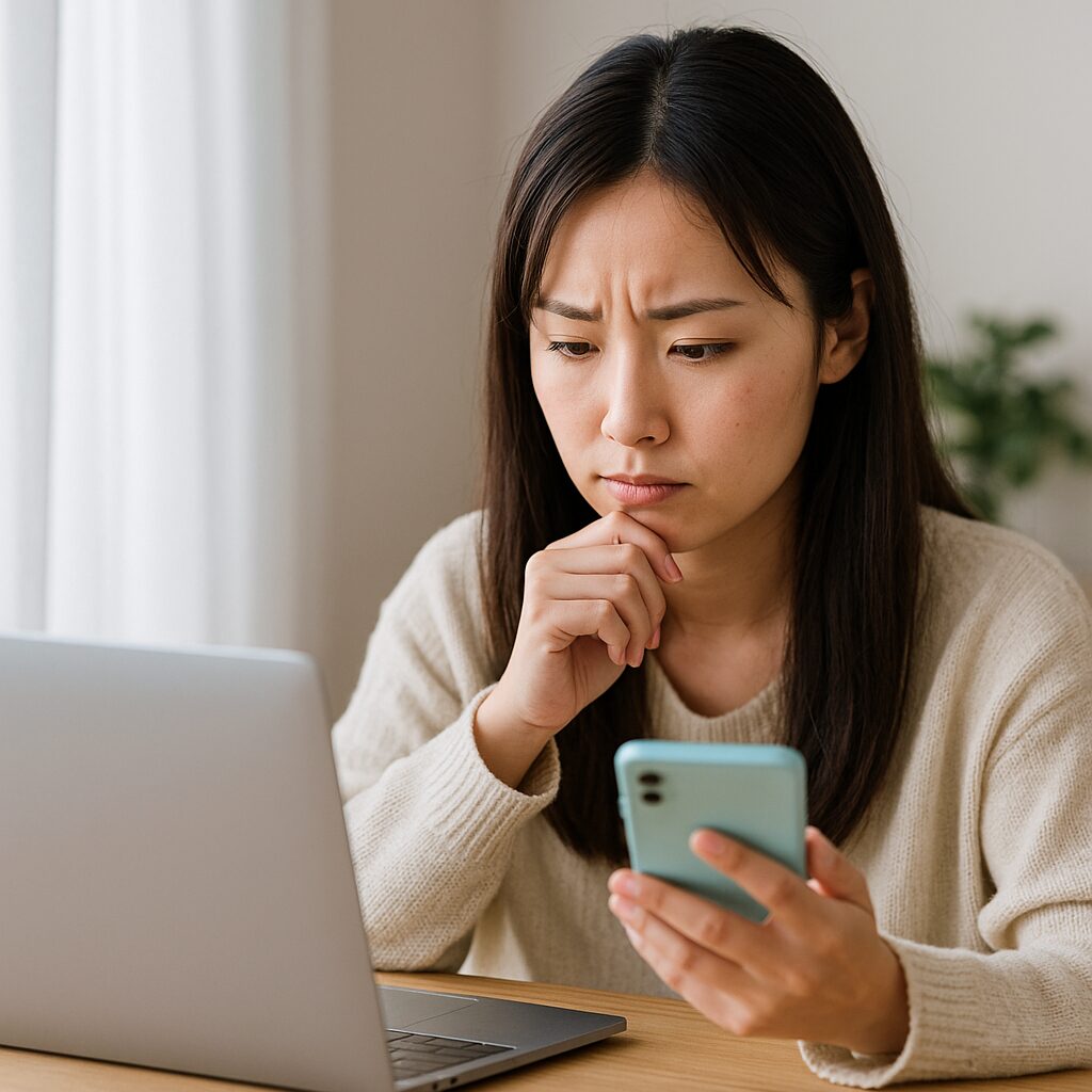 「人気ランキング」と「口コミ」を照らし合わせて検討している様子