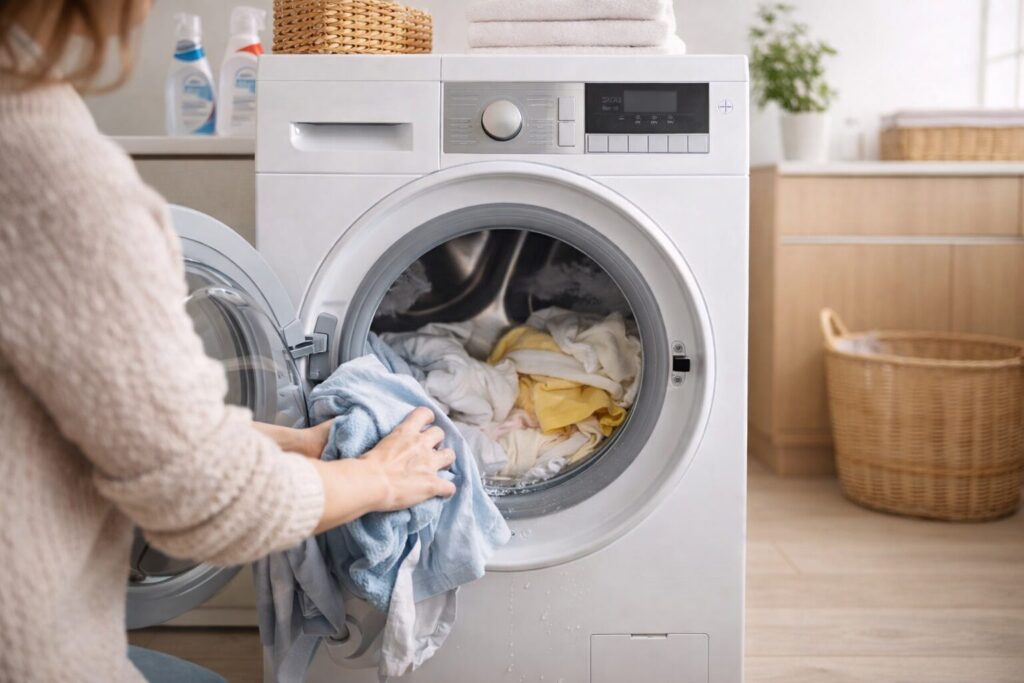 ドラム式洗濯機で洗濯している全体イメージ