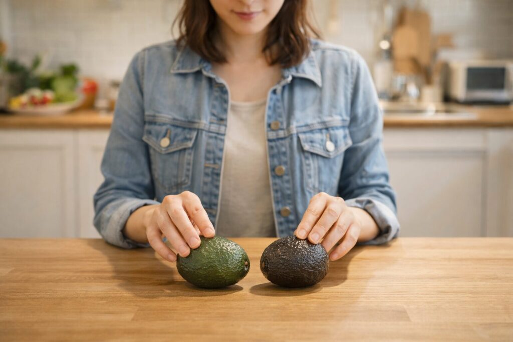 用途に合わせてアボカドを見比べている様子