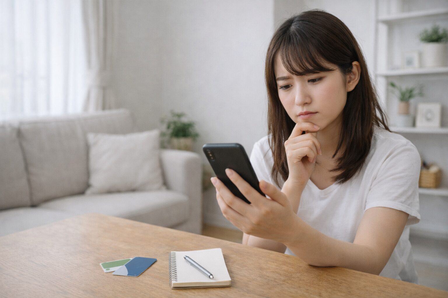 e5489 スマートEX 違いで悩んでいる女性