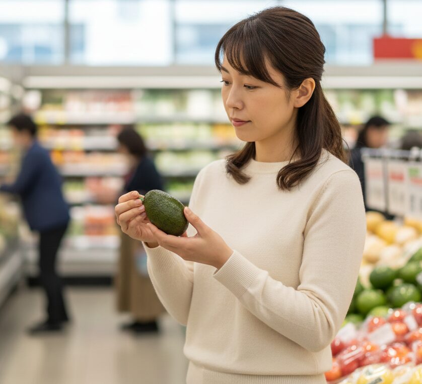 用途に合わせてアボカドを見比べている様子