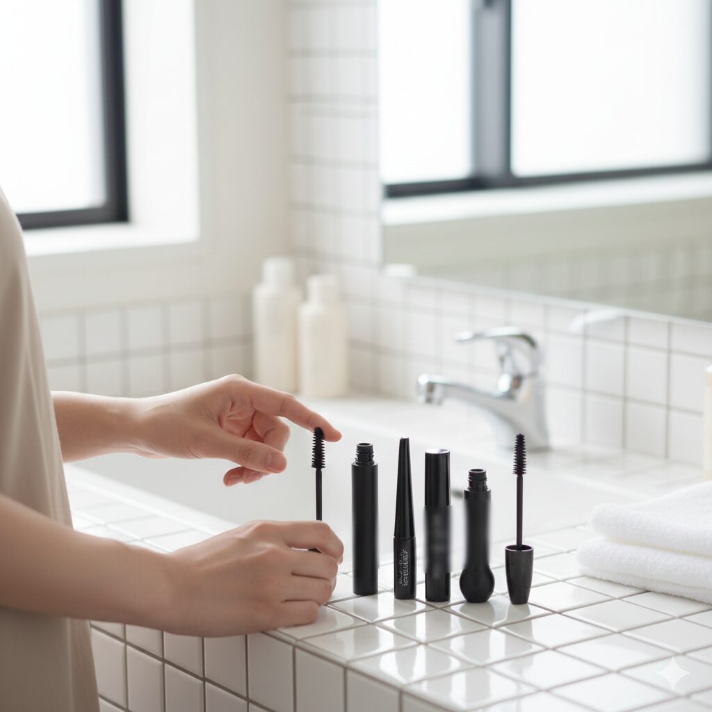 マスカラの種類を比較しながら選んでいる場面のイメージ