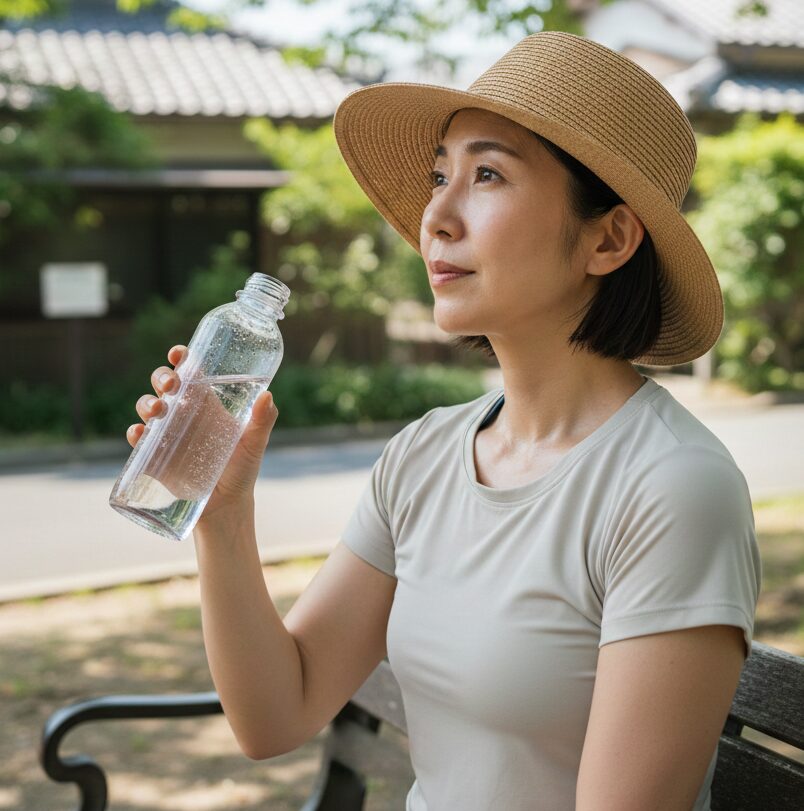 屋外活動後の休憩中
