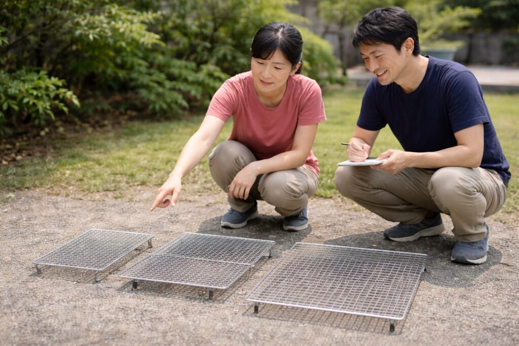 バーベキューのやり方を想像している様子