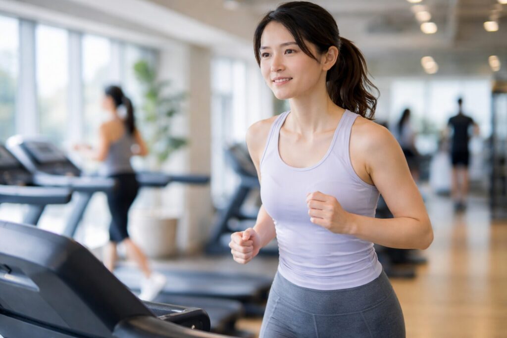 ジムで運動している様子