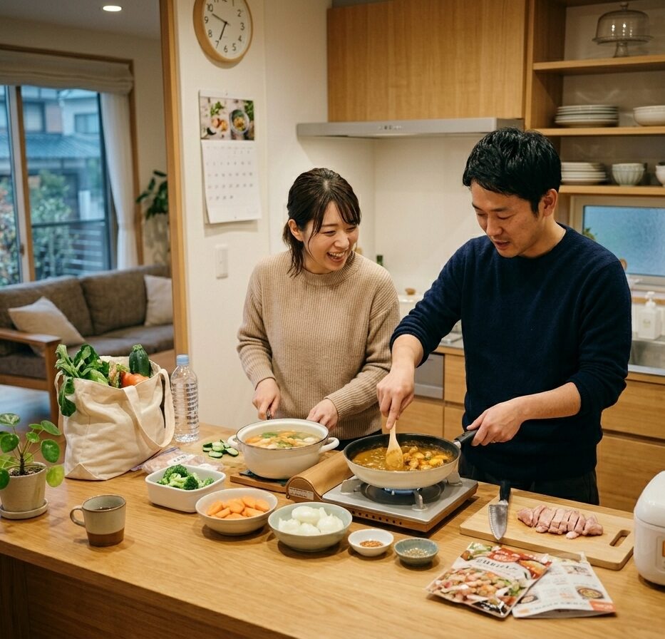 食べてもDietを飲んで食事を楽しんでいる様子