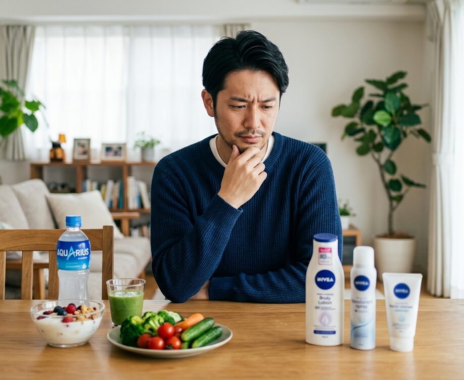 体臭対策として食材選びを考えている男性