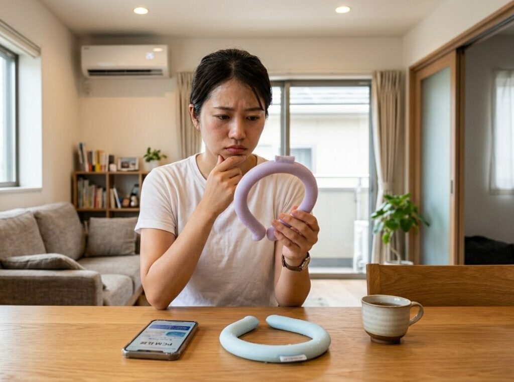 アイスリングの違いを比較しながら選ぼうとしている様子