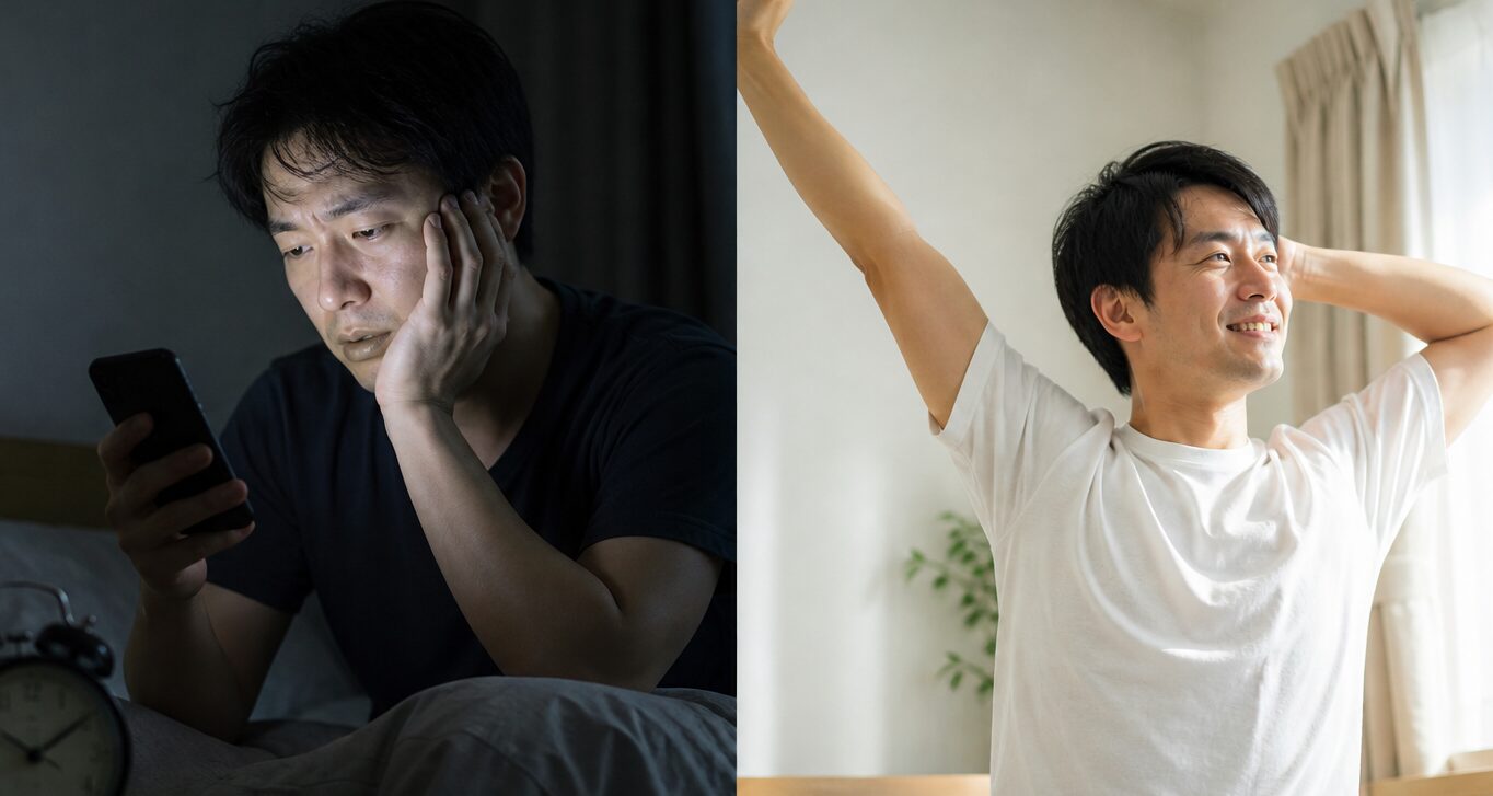 ピルクルミラクルケアの効果を実感している男性の様子