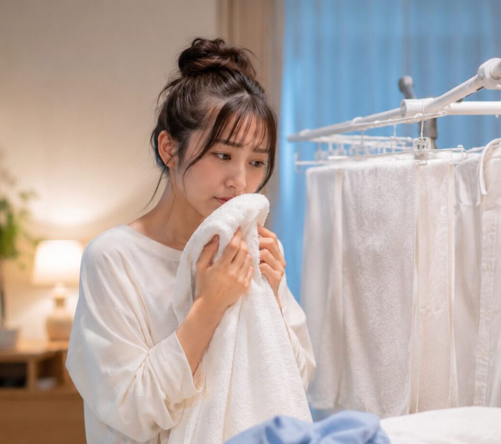 ワイドハイターの口コミを確かめている様子