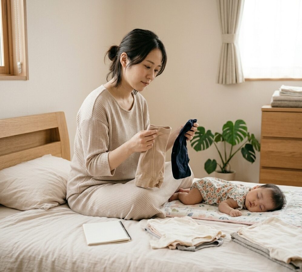 産後ガードルで悩んでいる様子
